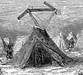 Gravure : un télégraphe devant Kamiesh (Coll. part.)