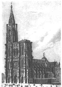 Cathédrale de Strasbourg (maisonnette sur le dôme) - gravure ancienne